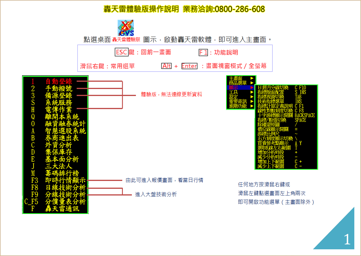 轟天雷快捷鍵操作說明